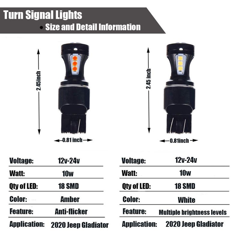 Skdorpfm J-eep Gladiator Switchback LED Turn Signal Lights Lamp Bulbs and Parking DRL Kit for 2020 JT Gladiator Rubicon Overland,5 Year Warranty - Image 3